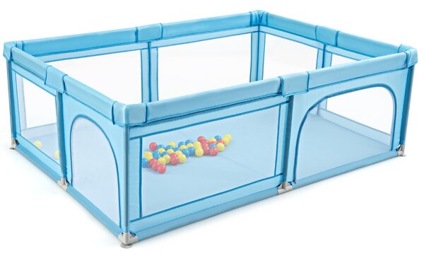 Costway Recinto extra large per neonati e bambini con rete traspirante, Box per bambini per interno ed esterno Blu