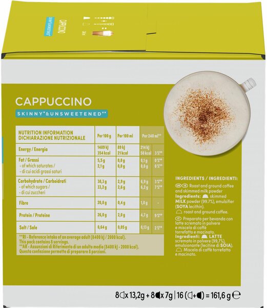 Nescaf Dolce Gusto Capsule Dolce Gusto Cappuccino Light 8 Tazze Confezione 16 Pezzi - 12503795
