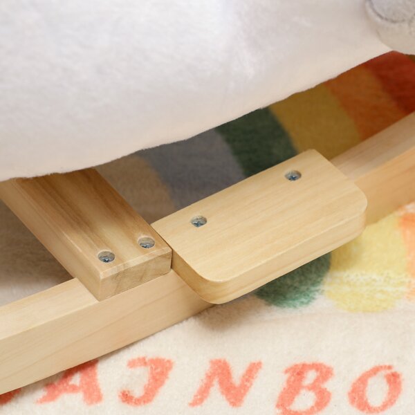 AIYAPLAY Gioco a Dondolo, Cigno a Dondolo con Ninna Nanna e Imbottitura Soffice, per Bambini 1,5-3 Anni, Struttura in Legno, 65x40x68 cm, Bianco | Aosom Italy
