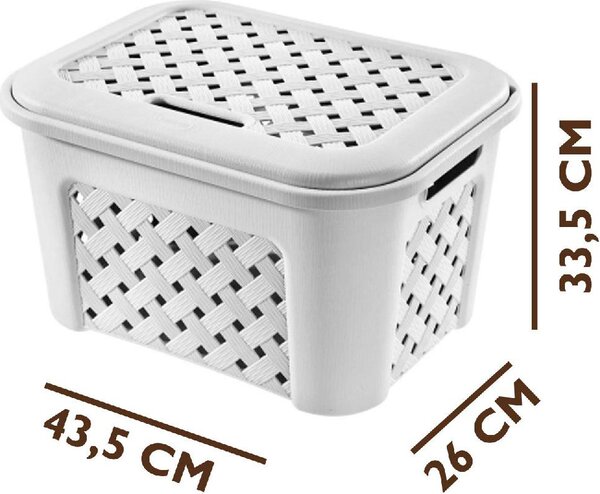 Tontarelli Cesta Portabiancheria con coperchio Plastica 43.5 cm 23 Litri Bianco - 8105406112