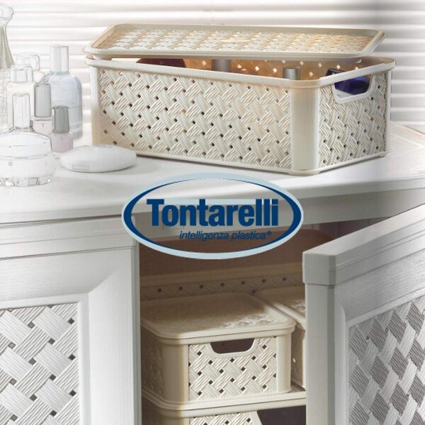 Tontarelli Cesta Portabiancheria con coperchio Plastica 43.5 cm 23 Litri Bianco - 8105406112