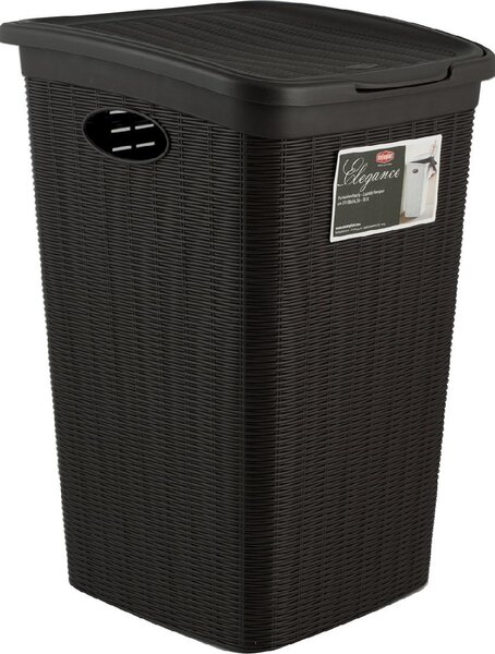STEFANPLAST Cesto Portabiancheria Contenitore Bucato sporco in Plastica con coperchio Capacit 50 litri cm. 37x38,5x54,5 h colore Moka - Elegance -