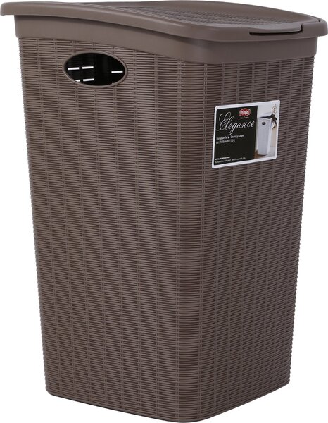 STEFANPLAST Cesto Portabiancheria Contenitore Bucato sporco in Plastica con coperchio Capacit 50 litri cm. 37x38,5x54,5 h colore Tortora - Eleganc