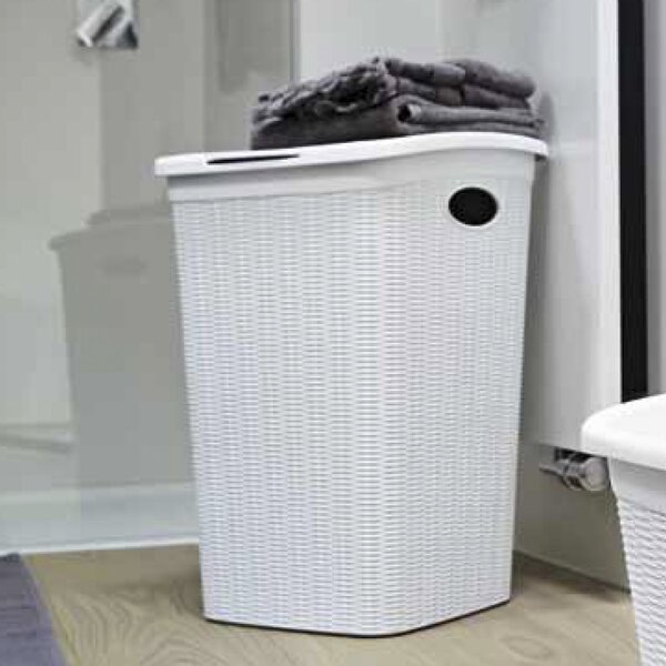 STEFANPLAST Cesto Portabiancheria Contenitore Bucato sporco in Plastica con coperchio Capacit 50 litri cm. 37x38,5x54,5 h colore Moka - Elegance -