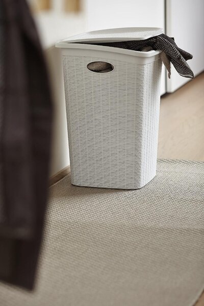 STEFANPLAST Cesto Portabiancheria Contenitore Bucato sporco in Plastica con coperchio Capacit 50 litri cm. 37x38,5x54,5 h colore Bianco - Elegance