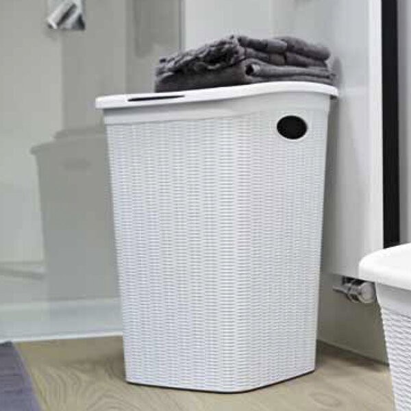 STEFANPLAST Cesto Portabiancheria Contenitore Bucato sporco in Plastica con coperchio Capacit 50 litri cm. 37x38,5x54,5 h colore Bianco - Elegance