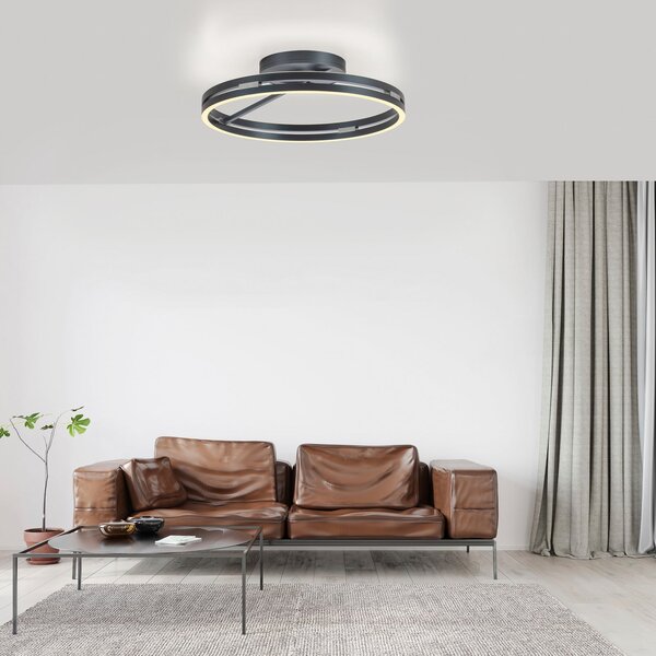 Plafoniera PURE, PURE Loop, dimmerabile, Grigio, Soggiorno, Alluminio, Moderno