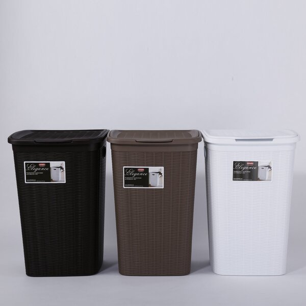 STEFANPLAST Cesto Portabiancheria Contenitore Bucato sporco in Plastica con coperchio Capacit 50 litri cm. 37x38,5x54,5 h colore Moka - Elegance -