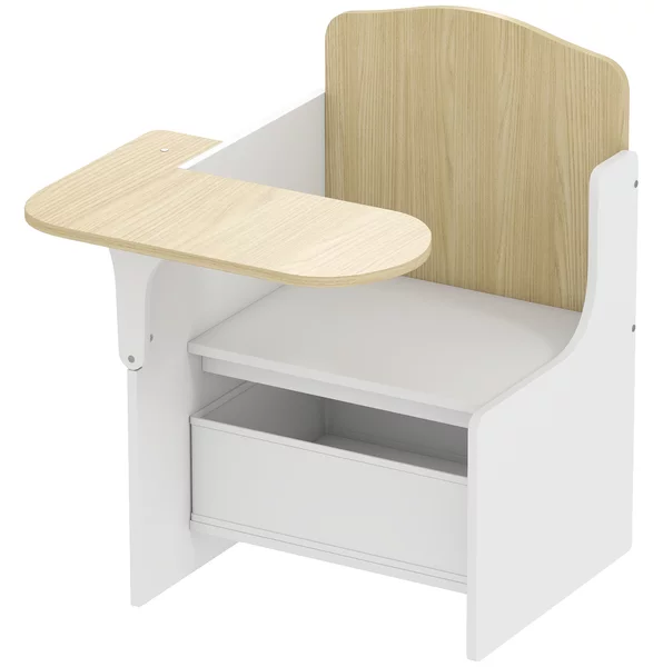 AIYAPLAY Set Tavolo e Sedia per Bambini 3-5 Anni in Legno MDF con Motivi a Cuore, Contenitore Integrato, Bianco | Aosom Italy