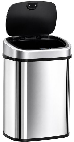 HOMCOM bidone infrarossi cestino infrarossi pattumiera infrarossi cestino homcom pattumiera homcom Argento, nero 40.9 × 28.9 × 75cm|Aosom