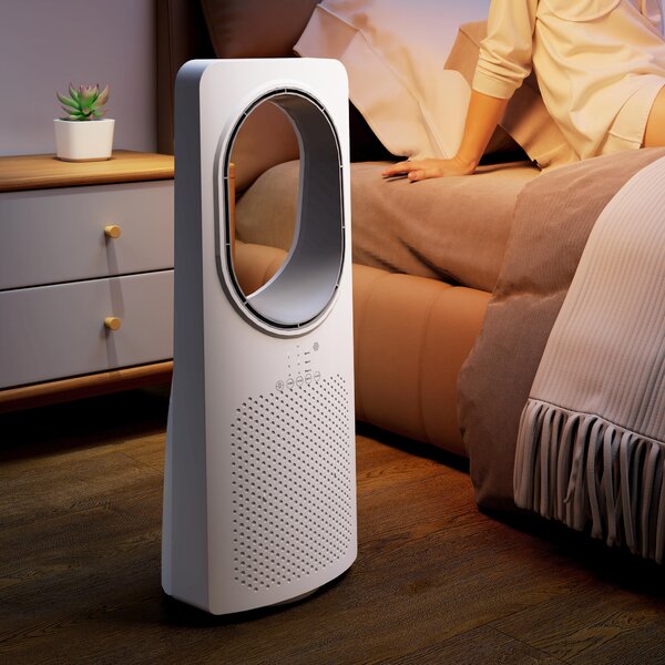 HOMCOM Ventilatore a Torre Senza Pale, Silenzioso 36dB, con Oscillazione a 45°, Luci LED, Telecomando, Bianco | Aosom Italy