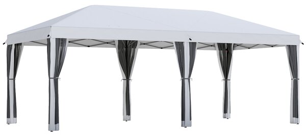 Outsunny Gazebo Pieghevole da Giardino con Zanzariera e Borsa di Trasporto, 6x3 m, Crema | Aosom Italy