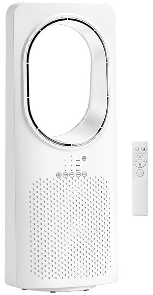 HOMCOM Ventilatore a Torre Senza Pale, Silenzioso 36dB, con Oscillazione a 45°, Luci LED, Telecomando, Bianco | Aosom Italy