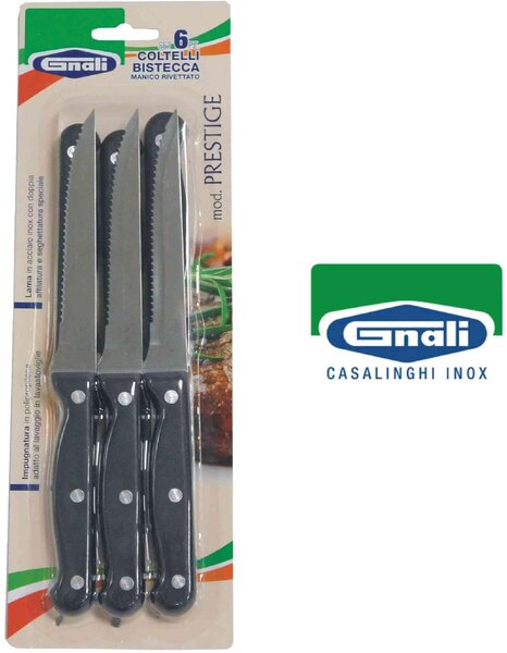 F.Lli Gnali Coltello Bistecca confezione 6 pezzi Prestige Rivettato - A535