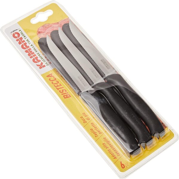 Kaimano Coltello Bistecca Confezione 6 pezzi colore Nero Italicus - KTS031406N