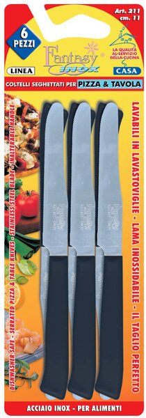 Family Coltello da tavola Confezione 6 pezzi lama in Acciaio Inox lunghezza 11 cm colore Nero - 211