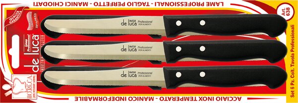 De Luca Coltellerie Coltello Da Tavola Seghettato Lama mm 110 Manico Nero - 638-N