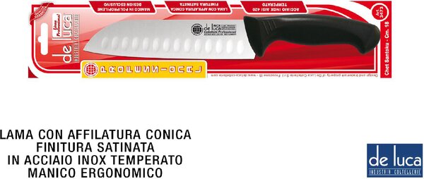 De Luca Coltellerie Coltello Santoku Inox Manici Plastica cm 28 - L3473-18