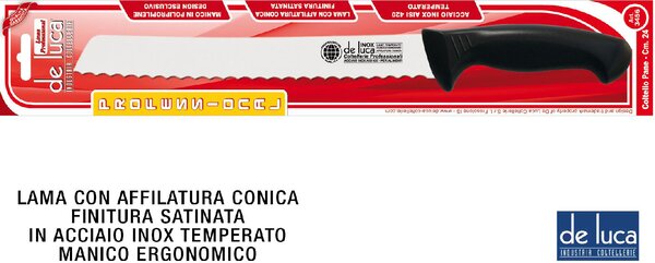 De Luca Coltellerie Coltello Pane Dentato Inox Manici Plastica cm 24 - L3456-24