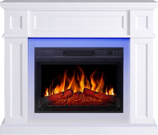 Caminetto elettrico ArtiFlame LINZ AF23S Caminetto elettrico da appoggio con funzione riscaldante da 18 W, effetto fiamma realistico, illuminazione a LED in 16 colori, telecomando, bianco