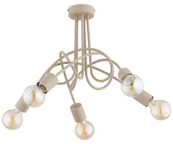 Lampada a sospensione con bracci intrecciati TANGO, beige, 5xE27x15W, metallo, dimensioni: 39x55x55 cm, IP20, Alfa