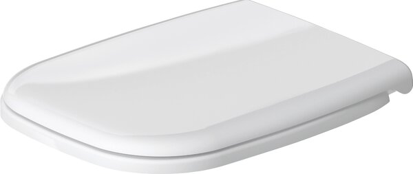 Siège de WC Duravit D-Code Compact, charnières en plastique, avec ressort dabaissement automatique, fixation par vis, 359x443mm, blanc brillant, charnières en plastique, 0067390099, 0067390099