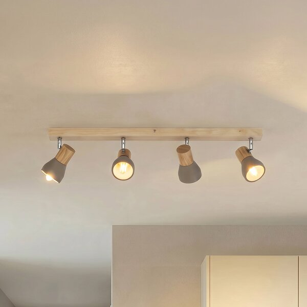 Plafoniera Lindby, Filiz, dimmerabile, Grigio, Camera da letto, Cemento, Scandinavo