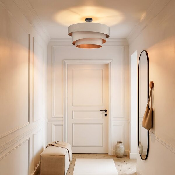 Plafoniera Lindby, Jusari, dimmerabile, Beige, Soggiorno, Tessuto / Tessile, Moderno