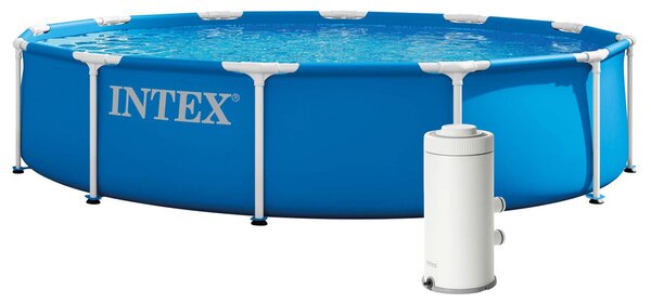 Piscina da giardino con struttura a telaio rotonda 366x76 cm con pompa INTEX 28212ND