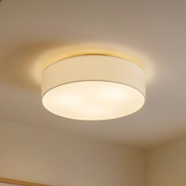 Plafoniera Lindby, Sebatin, dimmerabile, Beige, Camera da letto, Tessuto / Tessile, Moderno