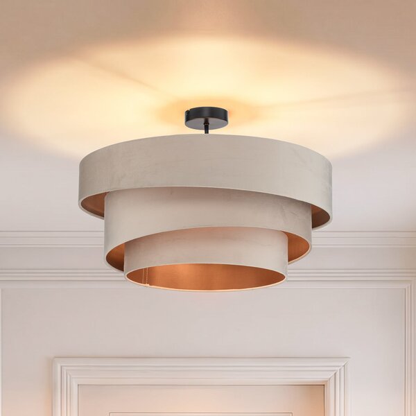 Plafoniera Lindby, Jusari, dimmerabile, Beige, Soggiorno, Tessuto / Tessile, Moderno