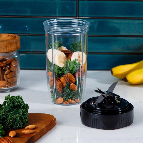 NutriBullet Frullatore con Bicchiere Capacit 0.9 Litri Potenza 1200 Watt Lama in Acciaio Inox colore Nero - NB1206DGCC