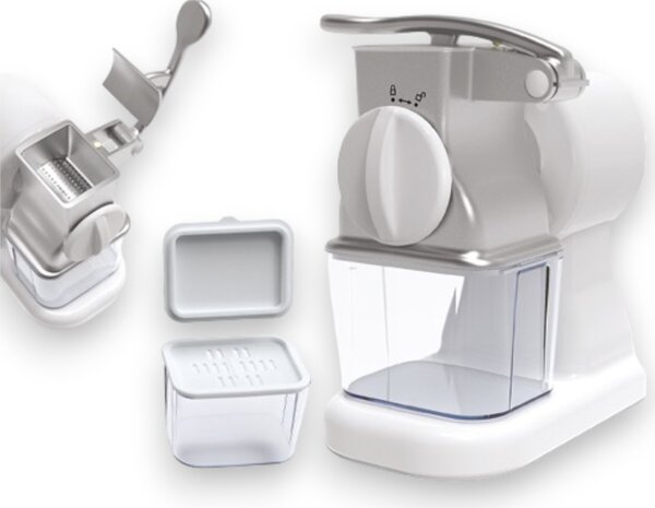 ARTUS Grattugia Elettrica Potenza 150 Watt in Alluminio con Rullo Acciaio Inox colore Bianco - GM150
