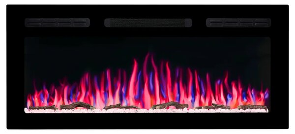 Camino elettrico ArtiFlame AF40WR: camino elettrico da incasso con potenza termica di 1800 W, effetto fiamma realistico, illuminazione a LED, telecomando, timer, colore nero