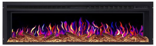 ArtiFlame AF58 Multicolor: camino elettrico da incasso con riscaldamento da 1600 W, effetto fiamma 3D realistico, illuminazione a LED, telecomando, colore nero