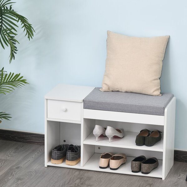 Scarpiera in ferro a 3 ripiani con contenitore, seduta imbottita imbottita per ingresso, corridoio, camera da letto, soggiorno, panca per scarpe da interno