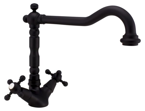 Rubinetto da cucina in stile rustico e nostalgico V1910, nero opaco 1208953461