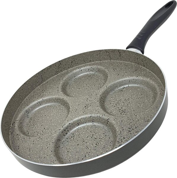 DecHome Padella per Pancake cm 28 Antiaderente con 4 Cerchi - Happy Stone
