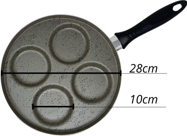 DecHome Padella per Pancake cm 28 Antiaderente con 4 Cerchi - Happy Stone