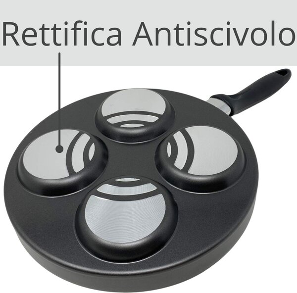 DecHome Padella per Pancake cm 28 Antiaderente con 4 Cerchi - Happy Stone