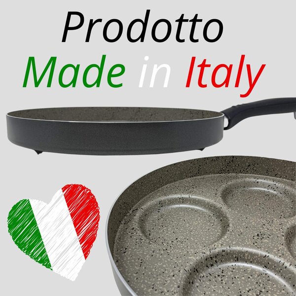 DecHome Padella per Pancake cm 28 Antiaderente con 4 Cerchi - Happy Stone