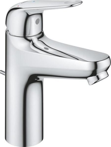 Rubinetto per lavabo, GROHE Swift 24328001, cromato, misura M, uscita acqua fredda, a risparmio idrico, con set di scarico a tirante