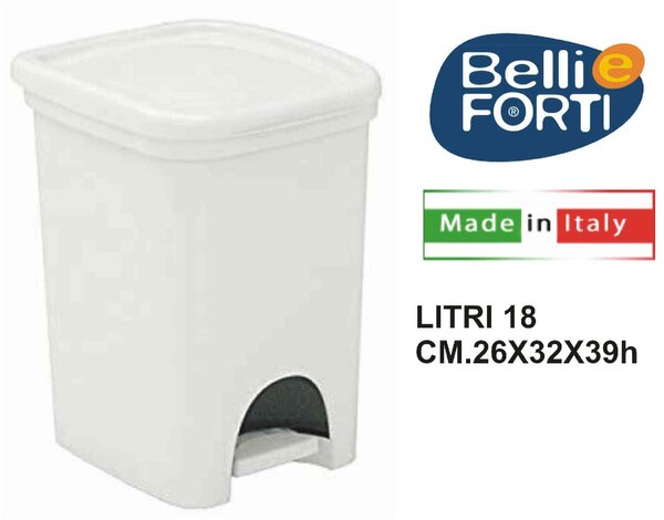 Belli E Forti Pattumiera a Pedale Colors Line litri 18 Bianco - L32303