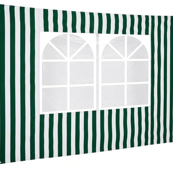 Amicasa Parete per Gazebo 200 cm Rigata colore Bianco e Verde - Parete 200 Rigata
