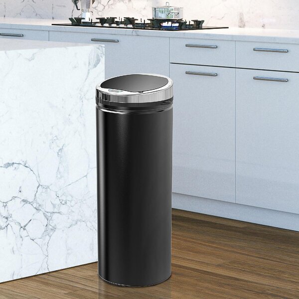DecHome Pattumiera Automatica con Sensore a Infrarossi e Capacit 50L Acciaio Inox e Plastica Nero 30.5x30.5x81.5cm - 46e3