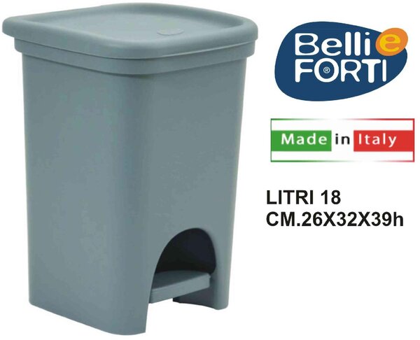 Belli E Forti Pattumiera a Pedale Colors Line litri 18 Grigio - L32307