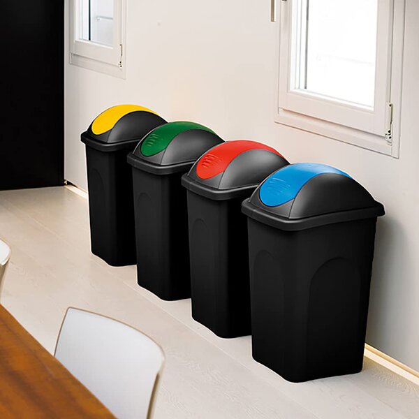 STEFANPLAST Pattumiera Basculante litri 60 Nero Coperchio Blu Capri - 70204