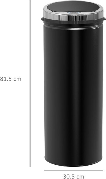 DecHome Pattumiera Automatica con Sensore a Infrarossi e Capacit 50L Acciaio Inox e Plastica Nero 30.5x30.5x81.5cm - 46e3