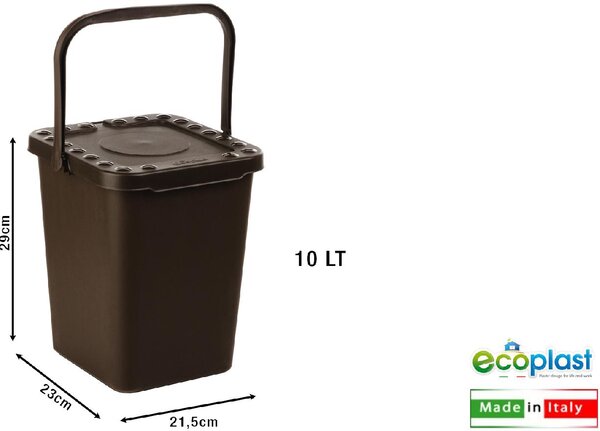 Ecoplast Pattumiera Chiusa litri 10 Marrone - 527429
