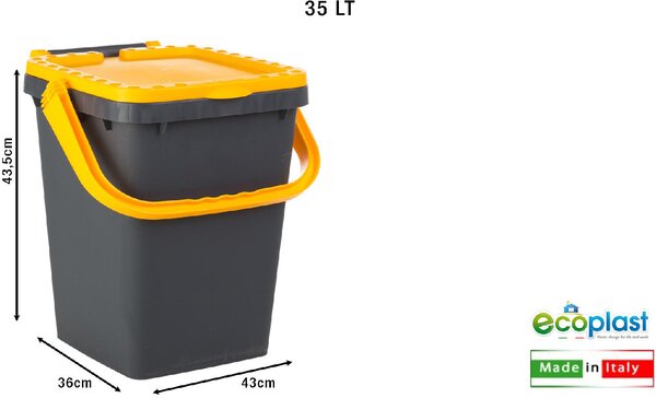 Ecoplast Pattumiera Ecoplus litri 35 Coperchio Giallo - 527580